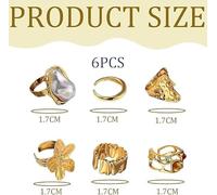 OAAO Anillos De Oro, Plata Y Perlas De 12 Piezas, Diseño Simple Y Elee, Decoración De Dedos Femeninos, Adecuados para La Colocación Diaria(Oro, Plata).