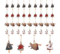 OAAO Coles De Ángel De Madera De 40 Piezas con Cuerda De Cáñamo, Exquisitos Adornos Guardianes, Decoraciones De, Decoraciones Navideñas.