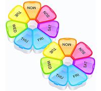 OAAO XL - Paquete de 2 organizadores de pastillas semanales grandes para 7 días, organizador de medicinas para vitaminas, aceite de hígado de bacalao, píldoras, suplementos, antiartritis