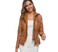 OADOBKICE Top Deportivo Mujer Fitness Traje Chaqueta Mujer Chaqueta Cuero Chaqueta Cuero Mujer Tops Cortos Mujer Abrigos Mujer Rebajas Chaqueta Fina Mujer Chaqueta Invierno Mujer Marrón M