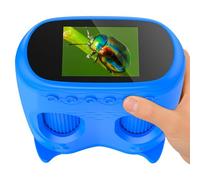 OAEBLLE Microscopio para Niños 2 en 1 con Prismáticos, Pantalla IPS HD de 2,0", Aumento 1000x, 8 Luces LED, Resolución 1080P, Juguete de Naturaleza para Niños y Niñas +3 Años, Azul