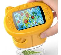 OAEBLLE Microscopio para Niños, Microscopio Digital Infantil 4K Pantalla IPS 2.4" Zoom 1000X, Lupa Portátil 8 LED y Cámara Vídeo, Juguetes Stem Regalo Cumpleaños Niño y Niña 3-12 Años - Mandarina