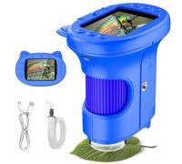 OAEBLLE Microscopio para Niños, Microscopio Digital Infantil 4K Pantalla IPS 2.4" Zoom 1000X, Lupa Portátil 8 LED y Cámara Vídeo, Juguetes Stem Regalo Cumpleaños Niño y Niña 3-12 Años - Azul