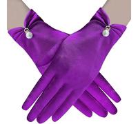 OAEPG Elegantes guantes de mano para vestido de noche, baile, fiesta, banquete, boda, para novia, dama de honor, vestido de noche, Morado (, Talla única