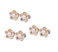 OAEPG Paquete de 3 hebillas de cintura decorativas desmontables con diseño de flores de perlas para pantalones, hebilla de cintura ajustable, sin costura, extensor de cintura, dorado, Talla única
