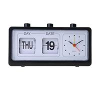 OAEPG Reloj despertador mecánico con calendario, analógico, manual, vintage, visualización de fecha, día, hora, para decoración del hogar o escritorio, reloj despertador vintage