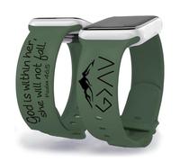 OAEUQ God In Her Heart - Correa de silicona grabada con salmo 46:5 para relojes de 38 mm, 40 mm, 41 mm, 42 mm, 44 mm, 45 mm, 46 mm, 49 mm, regalo cristiano de salmo (verde alfalfa, 42-29 mm)