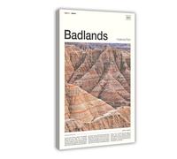 OAHFDF Badlands National Park - Póster de viaje en lienzo para decoración de pared, pinturas para sala de estar, dormitorio, 20 x 30 cm