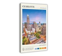 OAHFDF Charlotte Photo North Carolina - Lienzo decorativo para pared, pinturas para decoración de sala de estar, dormitorio, 40 x 60 cm