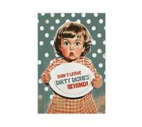 OAHFDF Lienzo decorativo para decoración de pared con texto en inglés "Clean Kitchen Do Dishes Break" para sala de estar o dormitorio, 20 x 30 cm