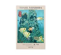 OAHFDF Póster de lienzo de Toshi Yoshida con peces marinos, para decoración de pared, para sala de estar, dormitorio, 40 x 60 cm
