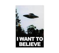 OAHFDF Póster de lienzo vintage con texto en inglés "I Want to Believe" para decoración de pared o sala de estar, dormitorio, 20 x 30 cm