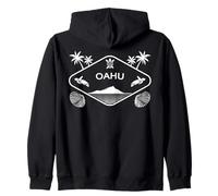 Oahu Hawái Palmeras Isla Tortuga Marina Recuerdo Honolulu Sudadera con Capucha