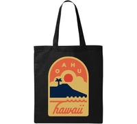 Oahu Hawaii Minimalist Island Art Natural Ecológico Algodón Tote Bag Negro, Negro, Negro, One Size, negro, One Size
