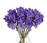 Oairse 15 flores artificiales de lirio morado, flores falsas de 36 cm, seda de tacto real, ramos de flores de imitación para boda, novia, hogar, arreglos florales, oficina, centros de mesa, decoración