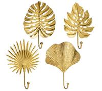 Oairse 4 ganchos decorativos dorados para ropa, percheros de pared, para chaquetas, bufandas, bolsos, mochilas, toallas y más, estilo rústico retro shabby chic