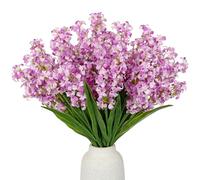 Oairse 5 flores artificiales pequeñas, flores de seda lila con tallos, flor de jacinto sintético para centro de mesa, tallos florales de primavera para jarrones, rellenos de flores silvestres falsas