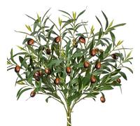 Oairse 6 tallos de rama de olivo artificial de 55 cm, 2 ramos de ramas de olivo falsas con hojas de frutas artificiales para arreglos florales para el hogar, oficina, granja, decoración de boda