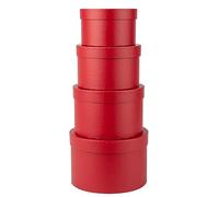Oairse Cajas de regalo redondas con tapas, cajas de sombrero de floristería para arreglos, caja de flores rojas, juego de 4 cajas de regalo anidadas con tapas para arreglos florales, vacías, dama de