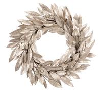 Oairse Corona de Navidad de champán de 40 cm, corona de hojas de laurel artificiales con bayas de purpurina, coronas de Navidad para puerta delantera, decoración de Navidad, pared, cocina, habitación,