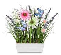 Oairse Flores artificiales de lavanda con mariposa, plantas artificiales, plástico, lavanda, decoración de flores, para decoración del hogar, arreglos de boda, salón, decoración de mesa, regalo