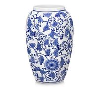 Oairse Jarrón azul y blanco, jarrón de cerámica azul para decoración del hogar, jarrón chinoiserie de 8.5 pulgadas para flores, jarrón de porcelana azul y blanca para sala de estar, baño, centros de