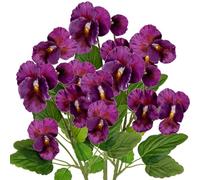 Oairse Juego de 5 flores artificiales de pensamiento, flores artificiales como flores reales de primavera, decoración para habitación de boda, hogar, salón, oficina, hotel, cocina, decoración, ramas