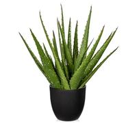 Oairse Planta artificial de 34 cm en maceta, planta artificial de aloe vera en maceta de cerámica, plantas artificiales de plástico, decoración para salón, balcón, dormitorio, baño, habitación,