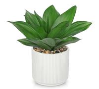 Oairse Planta artificial de agave artificial de 21 cm, planta de agave artificial realista en maceta de cerámica, plantas artificiales de interior para hogar, oficina, baño, dormitorio, decoración de