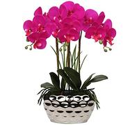 Oairse Planta Artificial de Orquídeas, Flores Artificial con Tacto Real, Maceta de Cerámica, Decoración de Mesa, Alféizar de Ventana, Altura 44 cm, Color Lila
