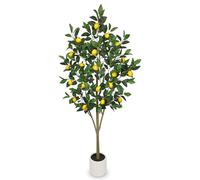 Oairse Planta artificial grande de limonero de 150 cm, planta artificial, decoración de interiores, planta artificial como real en maceta para decoración de mesa, oficina, baño, dormitorio, salón