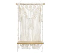 Oairse Tapiz bohemio decorativo de macramé, estantería de pared, estantería de madera, estante colgante, cuerda de algodón, tapiz bohemio, decoración de pared, hecho a mano, para dormitorio,