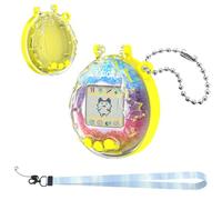 OAJ Funda protectora para Tamagotchi Original Gen1 Gen2, color amarillo | Cubierta de policarbonato transparente, equipada con cordón y cadena de bolas, carcasa de cobertura completa para dispositivo