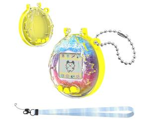 OAJ Funda protectora para Tamagotchi Original Gen1 Gen2, color amarillo | Cubierta de policarbonato transparente, equipada con cordón y cadena de bolas, carcasa de cobertura completa para dispositivo