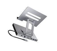OAJABBGE 1. Soporte De Base USB C Giratorio Plegable PD100W Carga Aleación Aluminio Enfriamiento Gigabit Ethernet Base Antideslizante 3 5 Mm Estación Acoplamiento para Computadora Portátil Aleación