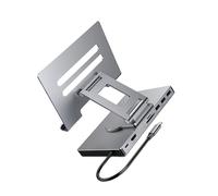 OAJABBGE 1. Soporte De Base USB C Giratorio Plegable PD100W Carga Aleación Aluminio Enfriamiento Gigabit Ethernet Base Antideslizante 3 5 Mm Estación Acoplamiento para Computadora Portátil Aleación