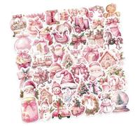OAJABBGE 50PCS Festive Cartoon Stickers Selfs Stick PVC Waterproof Art For Decorating Laptops Tablets Holiday Party Supplies Pink Christmas Stickers For Laptop Phone Case