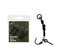 OAJABBGE Anzuelo Ronnie Wide Gape para Pesca De Carpa con Líder Y Manga Antienredos Línea Trenzada Aparejo Ronnie Wide Gape para Carpa