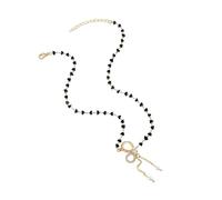 OAJABBGE Collar De Perlas Ajustable Colgante con Lazo Joyería Aleación para Mujer Accesorio para Fiesta Boda Collar Colgante Perlas Lazo