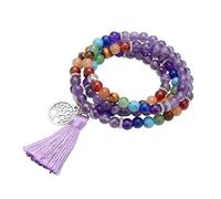 OAJABBGE Collar Mindfulness Cuentas De Joyería Borlas Largas 108 Cuentas Oración para Meditación Y Brazalete Accesorio Bohemio