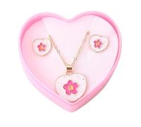 OAJABBGE Conjunto De Aretes Y Collar Flor Corazón Aleación Que Ofrece Comodidad Y Uso Resistente A Las Alergias Para Todos Los Días O Fiestas Diseño Joyería Único