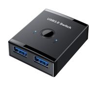 OAJABBGE Conmutador USB para elegir 1 ordenador compartir 2 dispositivos USB 3.0 periféricos USB 3.0 caja conmutador para ratón teclados escáner