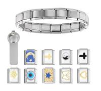 OAJABBGE Elegante Pulsera Italiana De Acero Inoxidable De 9mm Eslabones para Mujeres Hombres Jóvenes Módulos Intercambiables Abalorio Dorado Y Plateado