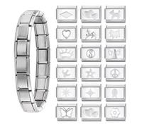 OAJABBGE Elegante Pulsera Italiana De Acero Inoxidable De 9mm Eslabones para Mujeres Hombres Jóvenes Módulos Intercambiables Abalorio Dorado Y Plateado