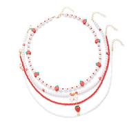 OAJABBGE Llamativo Conjunto De Collar Con Cuentas Fresa Pulsera Estética Dulce Ideal Para Entusiastas Y Estudiantes Joyería Uso Diario