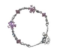 OAJABBGE Pulsera con Flores De Cerezas Y Circonita Melocotón Pulsera Elegante con Cerezas Melocotón para Eventos Especiales Tamaño Ajustable