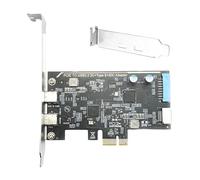OAJABBGE Tarjeta Hub PCIe A USB C De Doble Puerto con Fuente Alimentación Independiente Placa Posterior Metal Velocidad Rápida 10Gbps Expansión USB C Refrigeración para PC