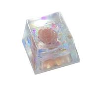 OAJABBGE Tecla de resina floral hecha a mano OEM translúcida con flores epoxi para teclados mecánicos, reemplazo de tecla estética