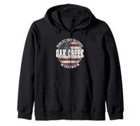 Oak Creek Wisconsin, Bandera Americana Vintage Sudadera con Capucha