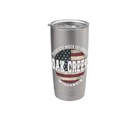 Oak Creek Wisconsin, bandera americana vintage Vaso térmico de acero inoxidable de doble pared